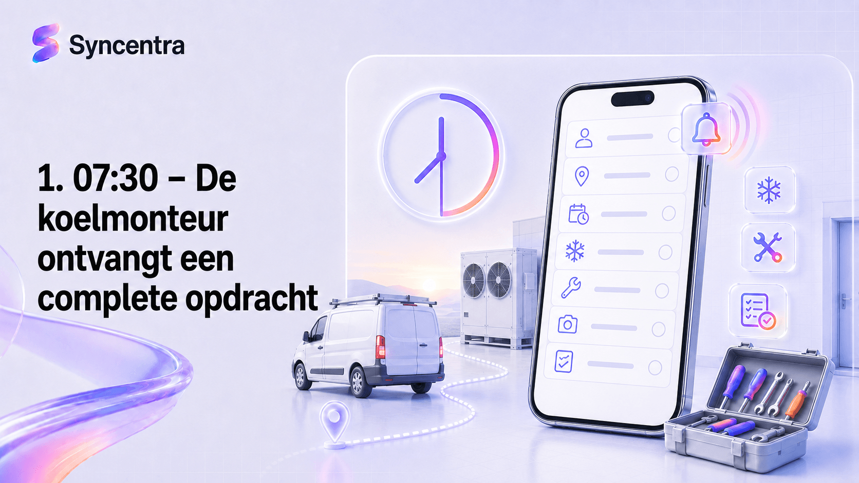 07:30 – De koelmonteur ontvangt een complete opdracht